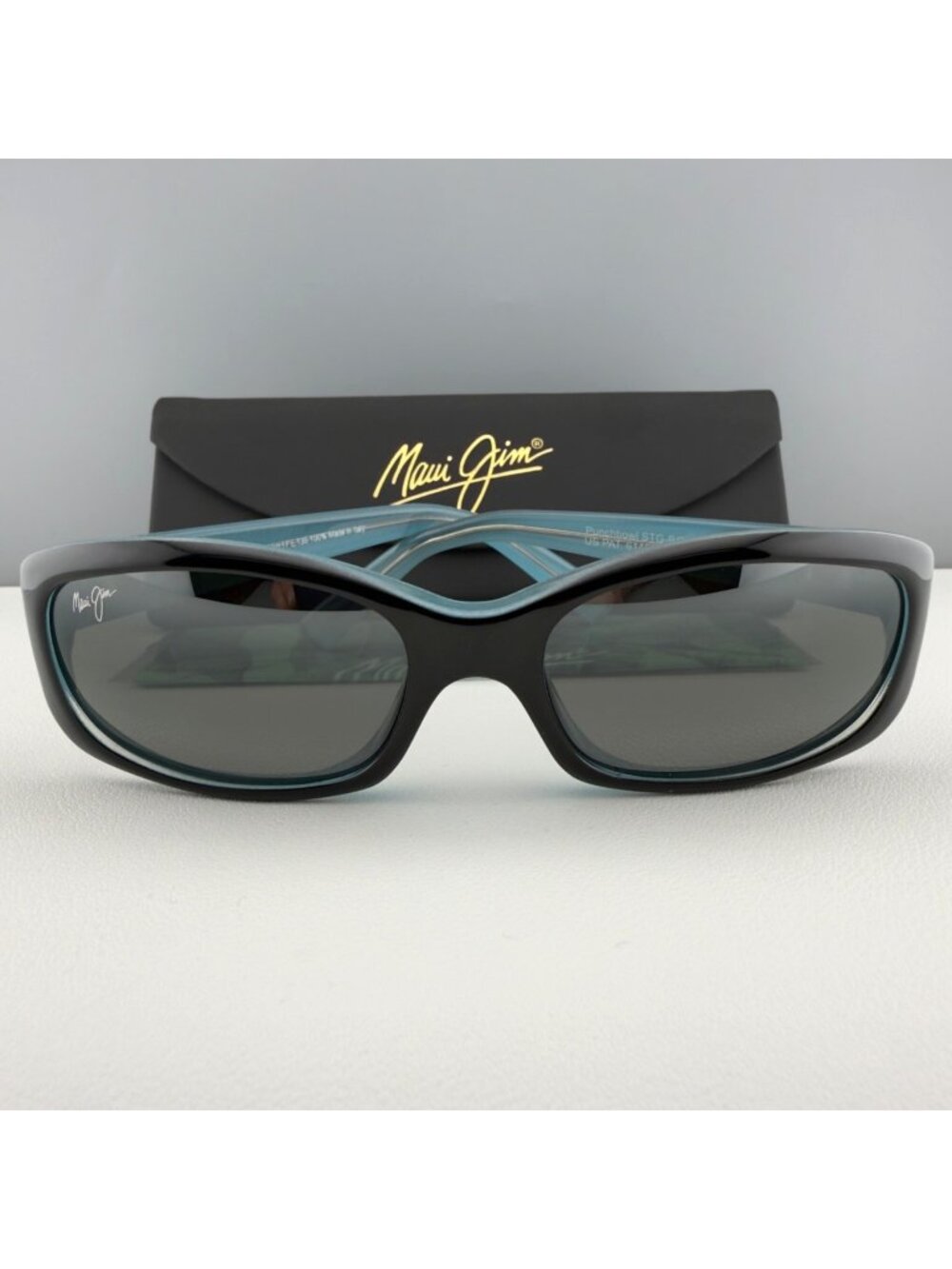 Maui Jim Sunglasses Punchbowl MJ 219-03 Wrap Black Blue Gray 54-17-135